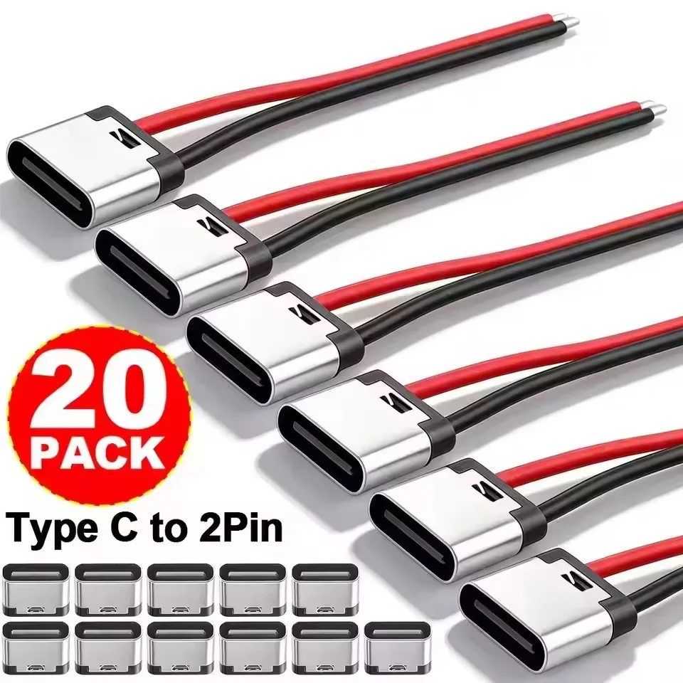 Usb C Cable - 5-20 adet, Tip-C, 2 pinli, lehimlenebilir,