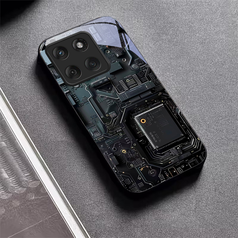 Proto Board - Devre Kartı Desenli Siyah Cam Telefon