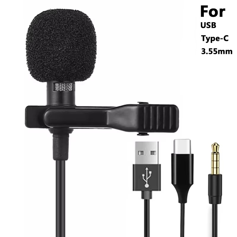 Micro Usb Cable - 3.5mm Mini Taşınabilir Yaka Mikrofonu PC