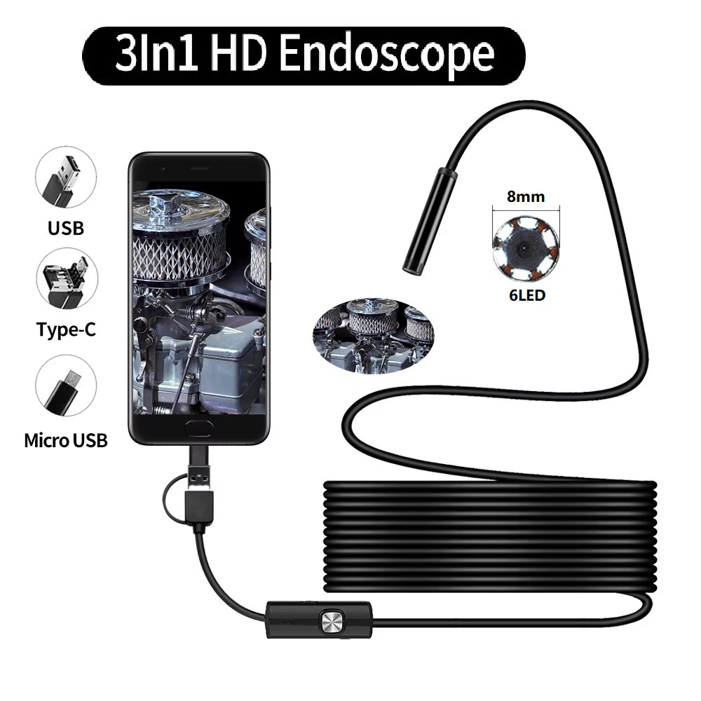 Micro Usb Cable - 7MM/8mm Android Endoskop Kamera 3 IN1